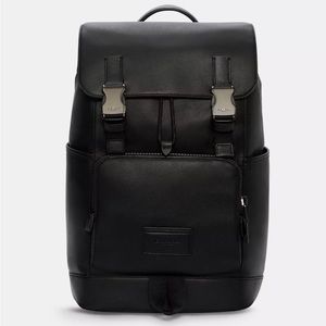 Coach black leather Track backpack